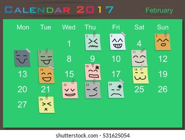 Calendar 2017 and note paper  modern design Idea and Concept Vector illustration
