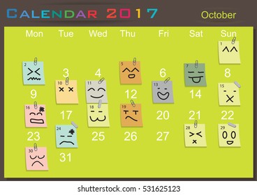 Calendar 2017 and note paper  modern design Idea and Concept Vector illustration