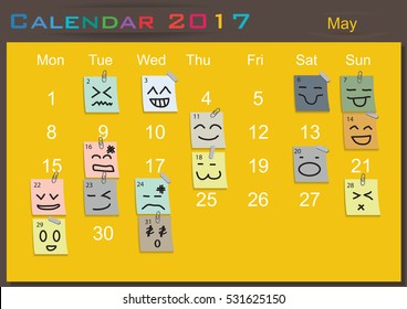 Calendar 2017 and note paper  modern design Idea and Concept Vector illustration