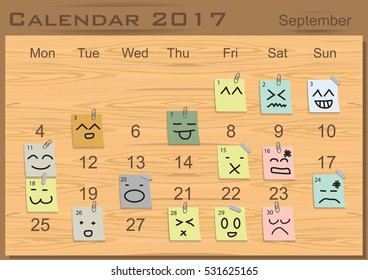 Calendar 2017 and note paper  modern design Idea and Concept Vector illustration