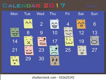 Calendar 2017 and note paper  modern design Idea and Concept Vector illustration