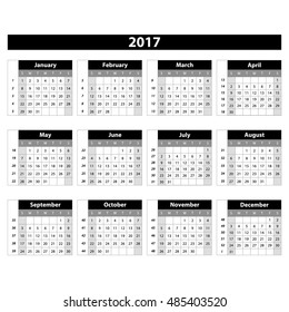 Calendar 2017 on white background vector art