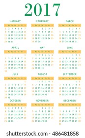 calendar for 2017 on white background vertical