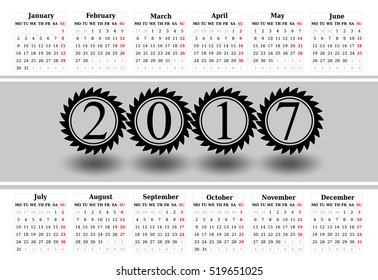 Calendar for 2017 on white background. Vector EPS10.