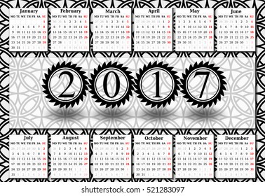 Calendar for 2017 on white background. Vector EPS10.