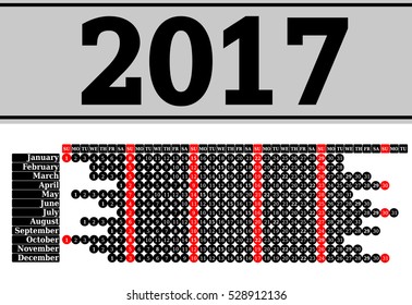 Calendar for 2017 on white background. Vector EPS10.