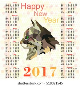 Calendar for 2017 with a picture of Cat polygon