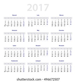 Calendar for 2017 in Polish