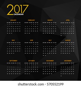 Calendar 2017 with polygonal background