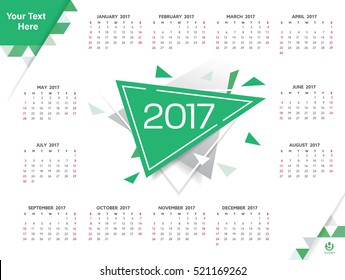 Calendar for 2017 poster template. Explode polygon vector illustration