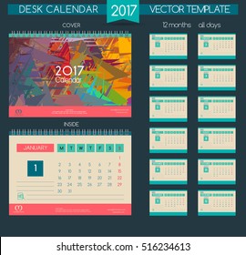 Calendar 2017. Printable calendar for business.