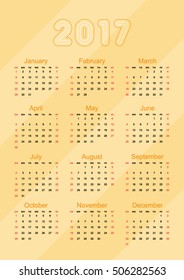 Calendar for 2017. Set of 12 months
