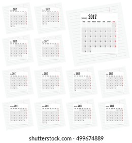 calendar 2017 set business illustration in colorful on white