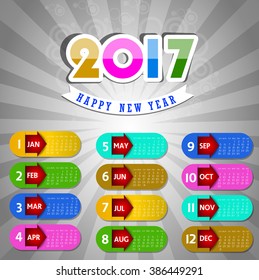 Calendar for 2017 set object design elements vector