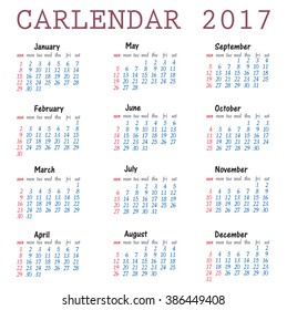 Calendar for 2017 set object design elements vector