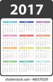 calendar for 2017 starts monday