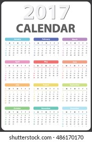 calendar for 2017 starts sunday