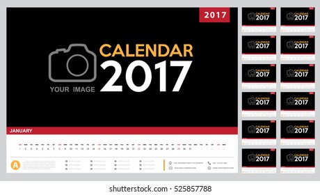 Calendar 2017 template design. Week starts from Sunday. Calendar vector eps10