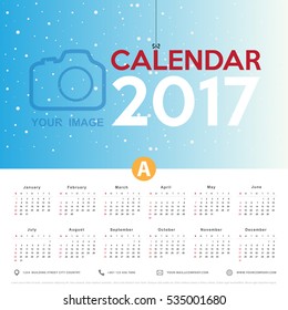 Calendar 2017 template design. Week starts from Sunday. Calendar vector eps10