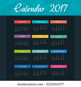 calendar 2017 template icon