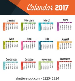 calendar 2017 template icon