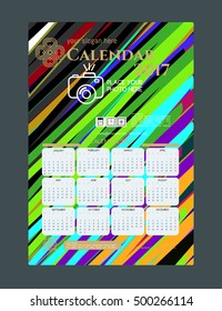 Calendar 2017. Template of calendar with modern colorful background. Vector illustration.