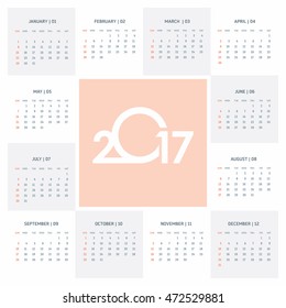 Calendar 2017 vector design template.