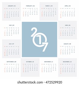 Calendar 2017 vector design template.