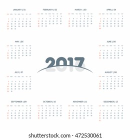 Calendar 2017 vector design template.