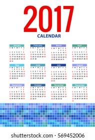 calendar 2017 Vector EPS 10 illustration.