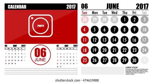 calendar for 2017. Vector EPS10.