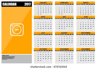 calendar for 2017. Vector EPS10.