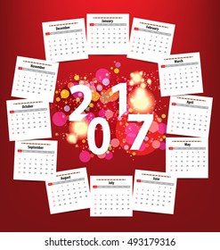 Calendar for 2017. Vector EPS10.