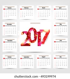 Calendar for 2017. Vector EPS10.