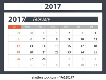 Calendar for 2017. Vector EPS10.