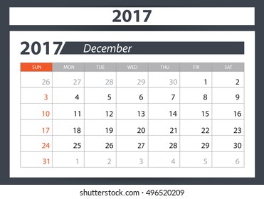 Calendar for 2017. Vector EPS10.