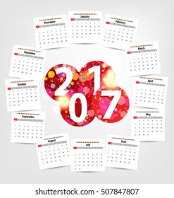 Calendar for 2017. Vector EPS10.