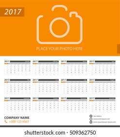 Calendar for 2017. Vector EPS10.