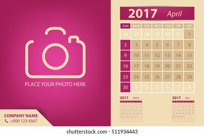 Calendar for 2017. Vector EPS10.