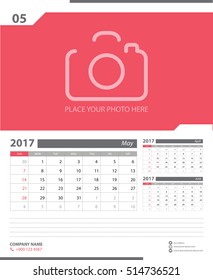 Calendar for 2017. Vector EPS10.