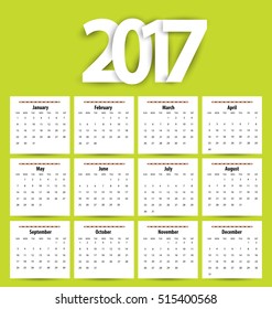 Calendar for 2017. Vector EPS10.