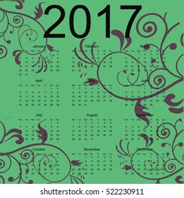 Calendar for 2017. Vector illustration.