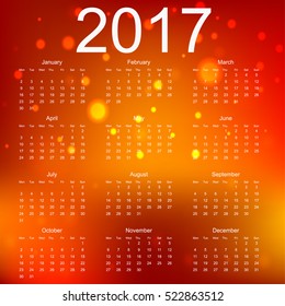 Calendar for 2017. Vector illustration.