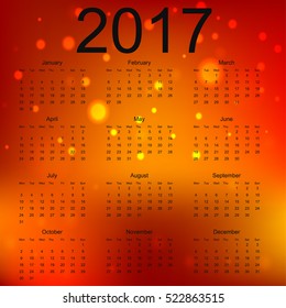 Calendar for 2017. Vector illustration.