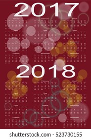 Calendar for 2017. Vector illustration.