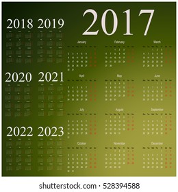 Calendar for 2017. Vector illustration.