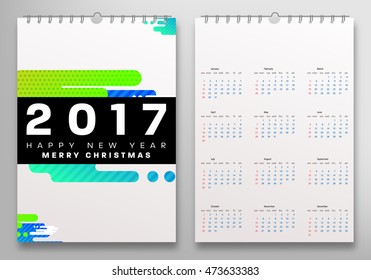 Calendario para la plantilla vectorial 2017 con patrón geométrico abstracto. La semana comienza el domingo.