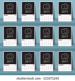 Calendar 2017 vector template design. Week starts from Sunday. Calendar vector eps10