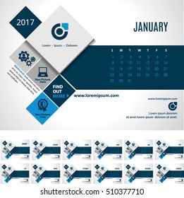 Plantilla vectorial de Calendario 2017: promocione su negocio. EPS 10