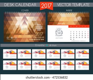 Calendar 2017. Vector Templates all months. Design Desk Calendar.